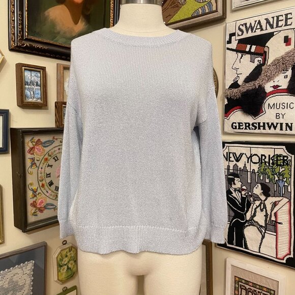 Ann Taylor Womens Light Blue Crew Neck Long Sleeve Sweater Size M - Picture 1 of 6